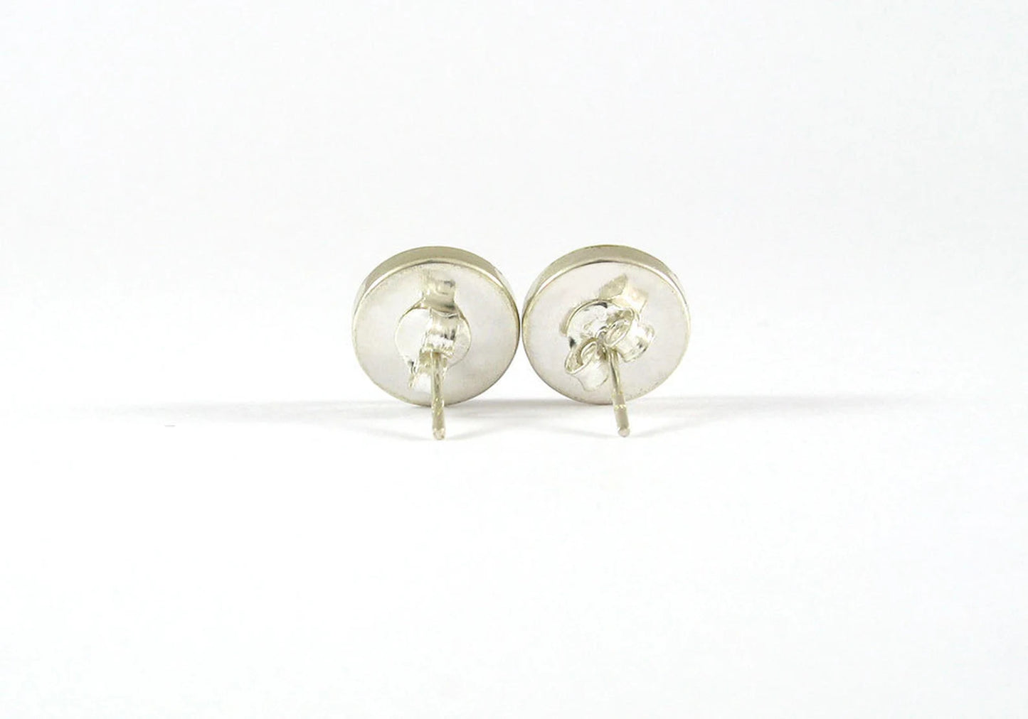 10mm Natural Shiva Eye Shell with 925 Sterling Silver Post Stud Earrings