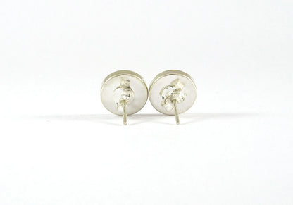 10mm Natural Shiva Eye Shell with 925 Sterling Silver Post Stud Earrings