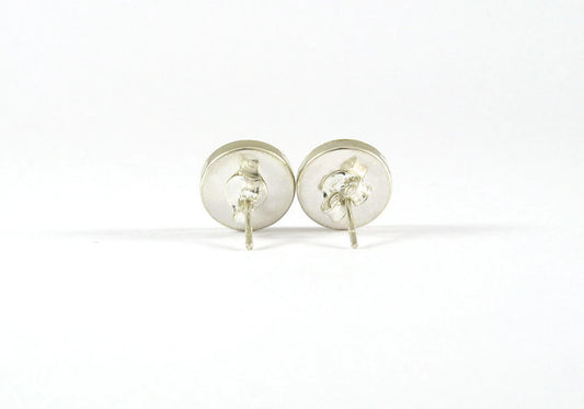 10mm Natural Shiva Eye Shell with 925 Sterling Silver Post Stud Earrings