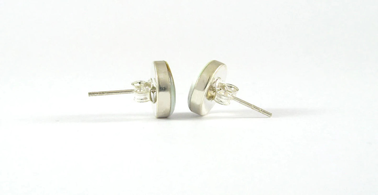 10mm Natural Shiva Eye Shell with 925 Sterling Silver Post Stud Earrings