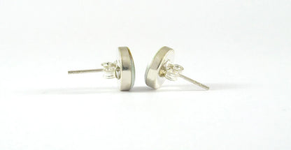 10mm Natural Shiva Eye Shell with 925 Sterling Silver Post Stud Earrings