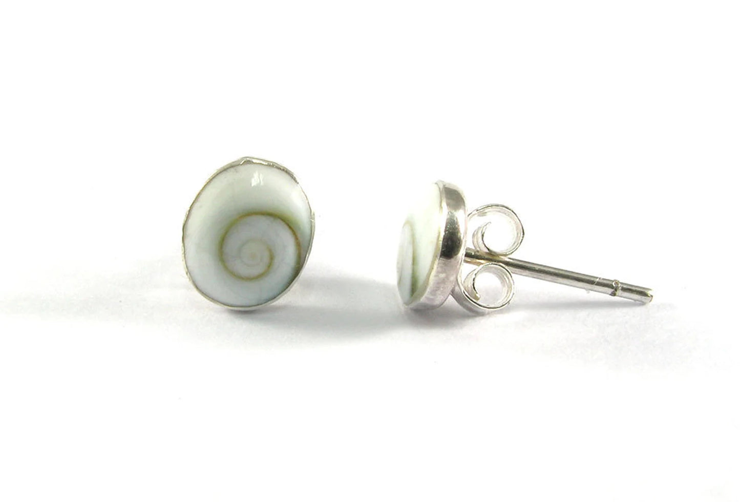 Oval Shiva Eye Shell Sterling Silver Stud Earrings 6x8mm
