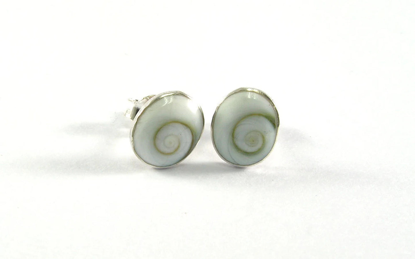 Oval Shiva Eye Shell Sterling Silver Stud Earrings 6x8mm