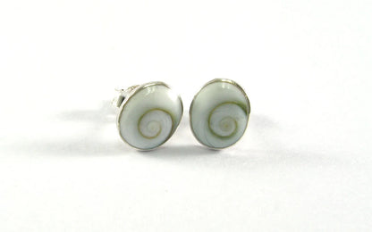 Oval Shiva Eye Shell Sterling Silver Stud Earrings 6x8mm