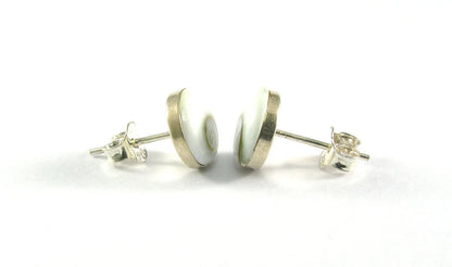 Sterling Silver Shiva Eye Shell Stud Earrings 8mm Cabochon