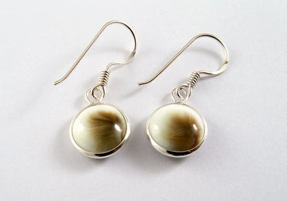 Round Shiva Eye Shell 925 Sterling Silver Hook Earring 10mm