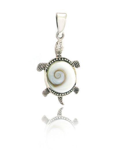 Silver Pendant Turtle Shape with Shiva Eye Shell